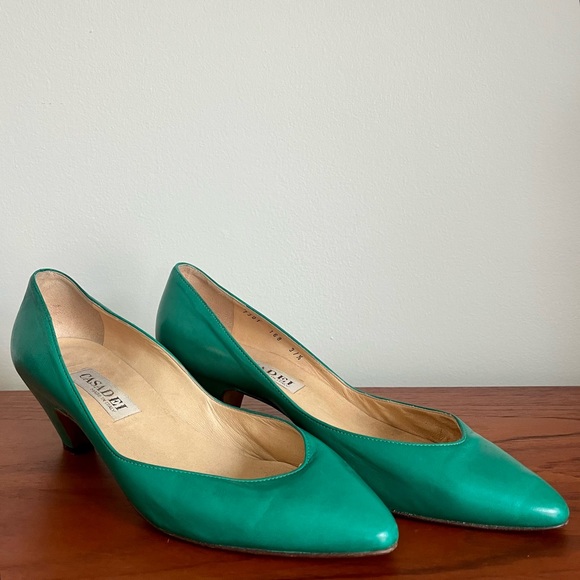 Vintage Casadei Green Kitten Heels - Picture 1 of 6